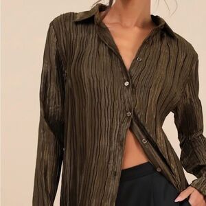Olive Green Textured Women's Top